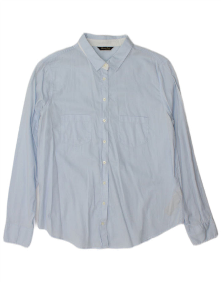 Massimo Dutti Chemise Femme Taille 42 Grand Coton Rayé Bleu