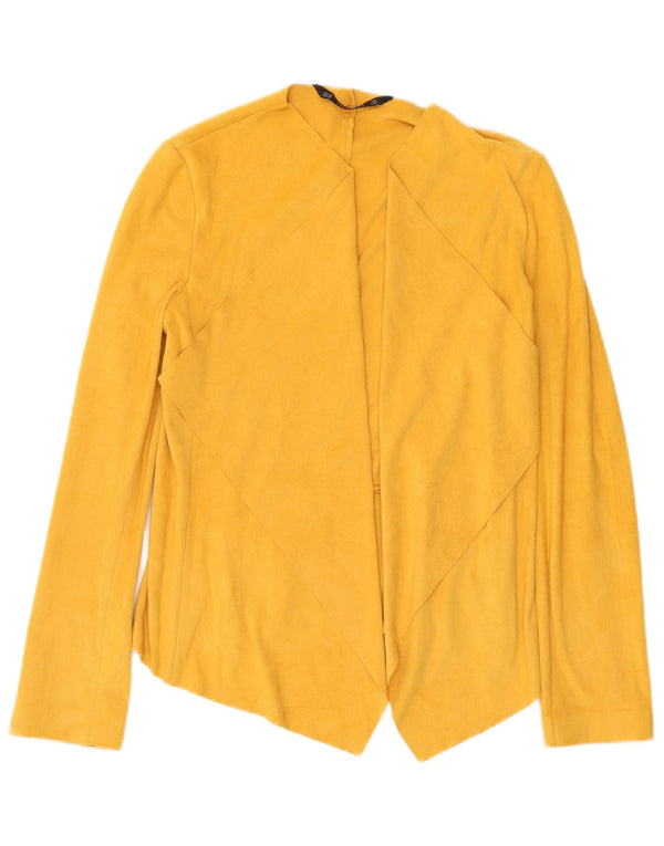Zara Veste blazer ouverte surdimensionnée pour femme UK 6 XS Jaune Polyester