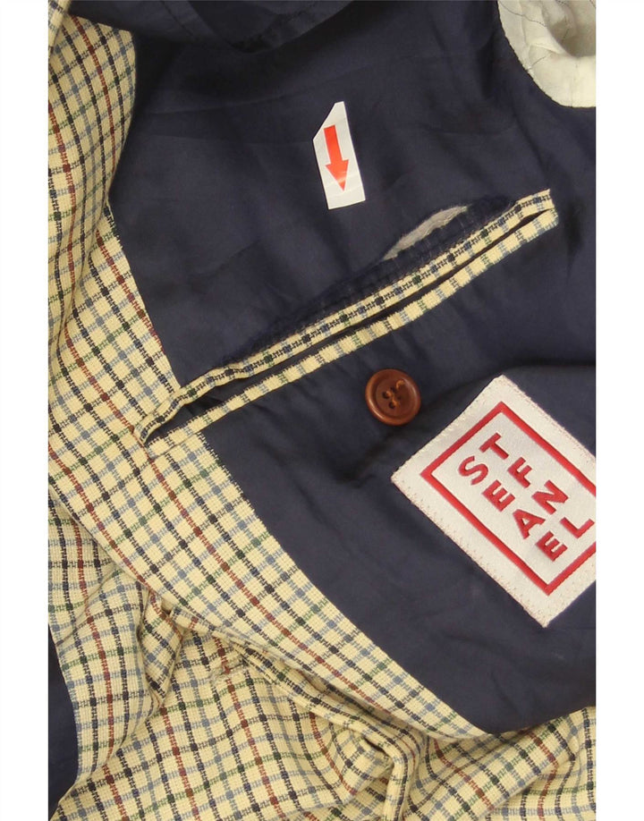 Stefanel Veste blazer à 3 boutons pour homme UK 38 Beige moyen à carreaux