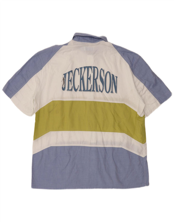 JECKERSON Chemise graphique à manches courtes pour hommes XL Bleu Colorblock