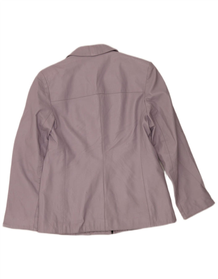 Alta Moda Veste blazer en cuir avec fermeture éclair complète pour femme IT 50 XL Cuir violet