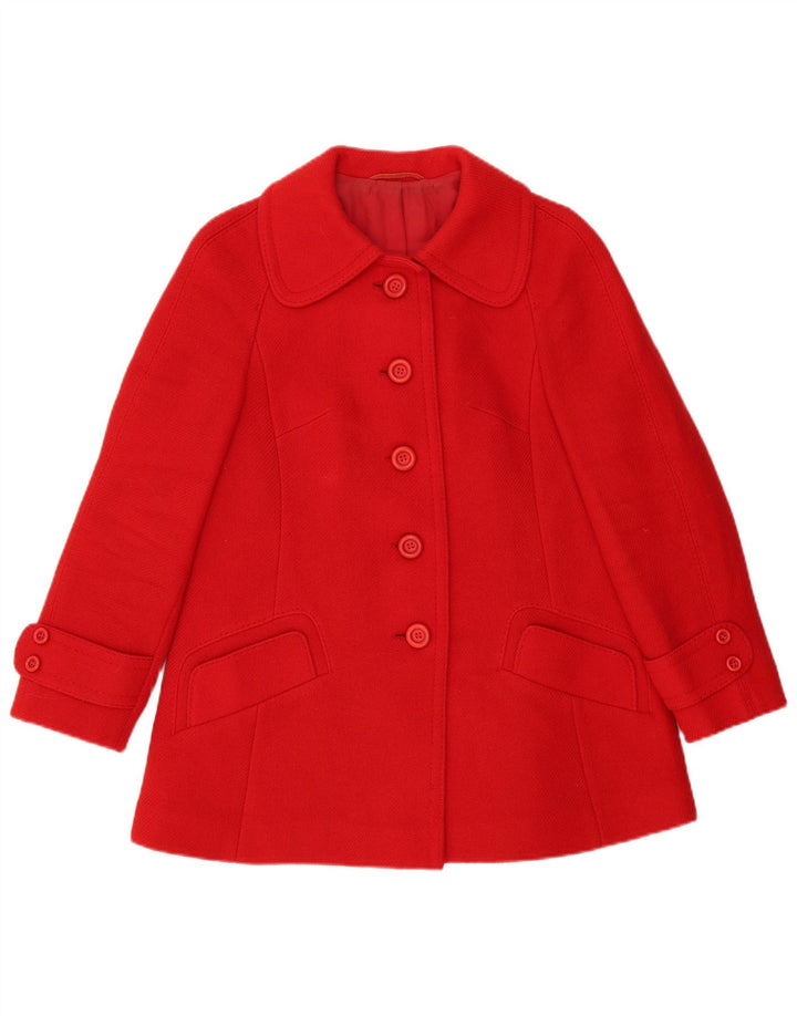 DEL MOD Manteau Femme UK 12 Laine Rouge Moyen