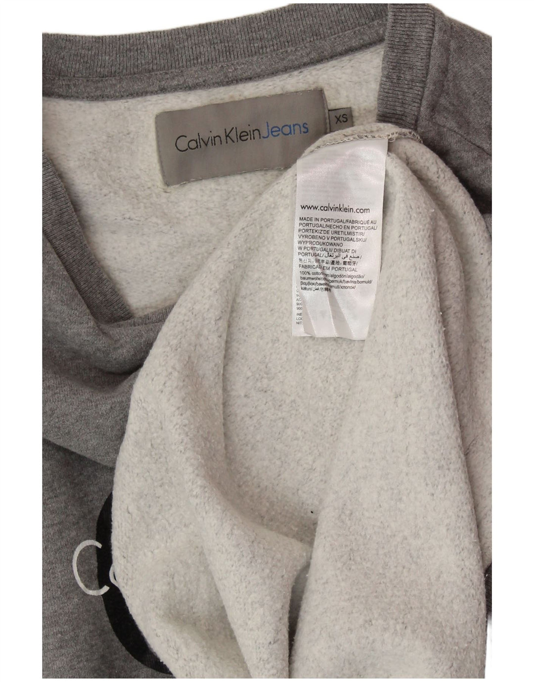 CALVIN KLEIN JEANS Sweat-shirt surdimensionné pour femme UK 6 XS Gris moucheté