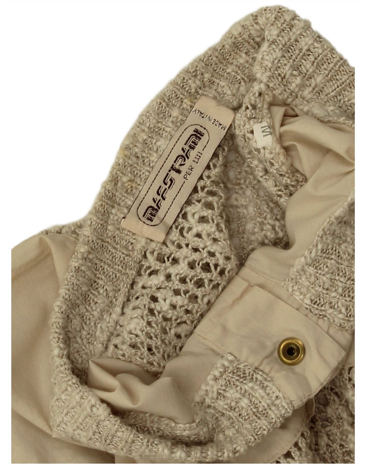 vintage Mens Cardigan Pull Moyen Beige Coton