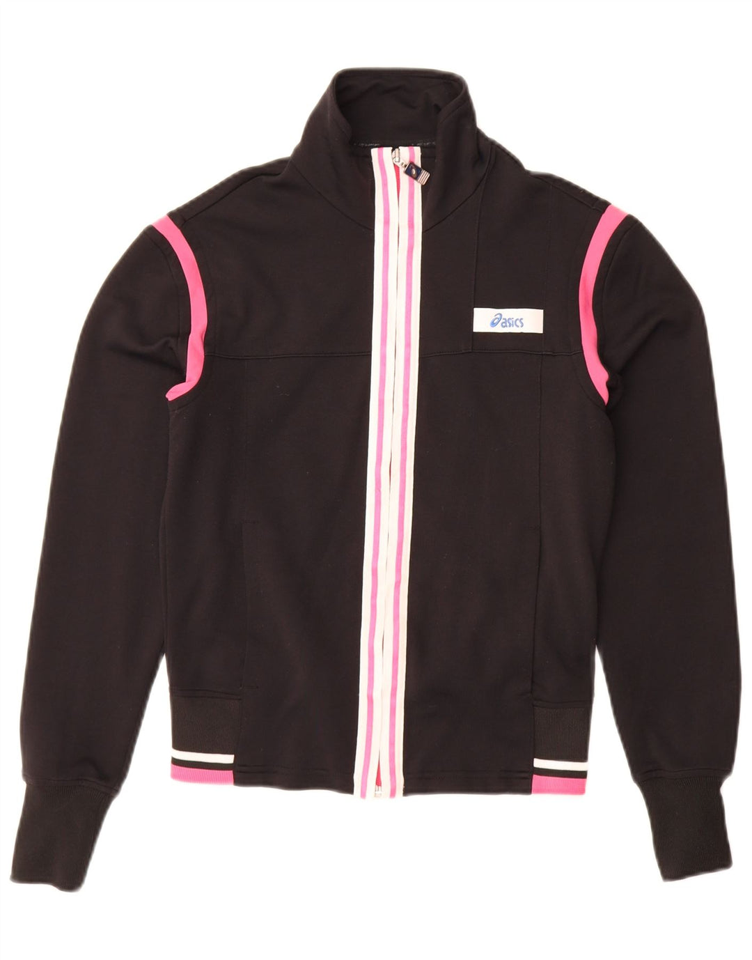 Asics Veste de survêtement pour femme UK 10 Small Noir Colourblock