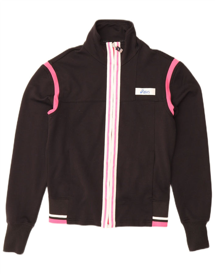 Asics Veste de survêtement pour femme UK 10 Small Noir Colourblock