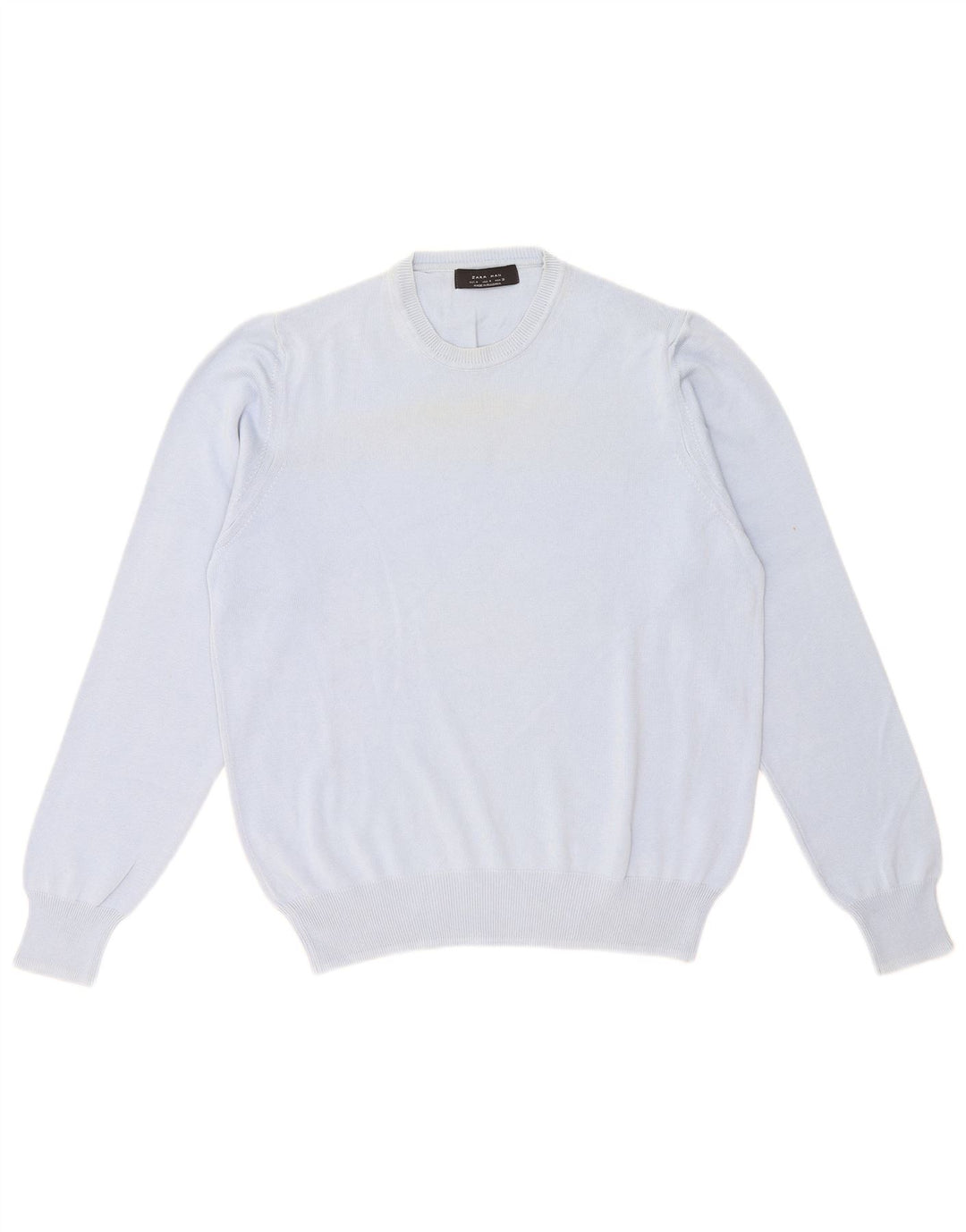 Zara Pull Col Rond Homme Bleu Moyen Coton
