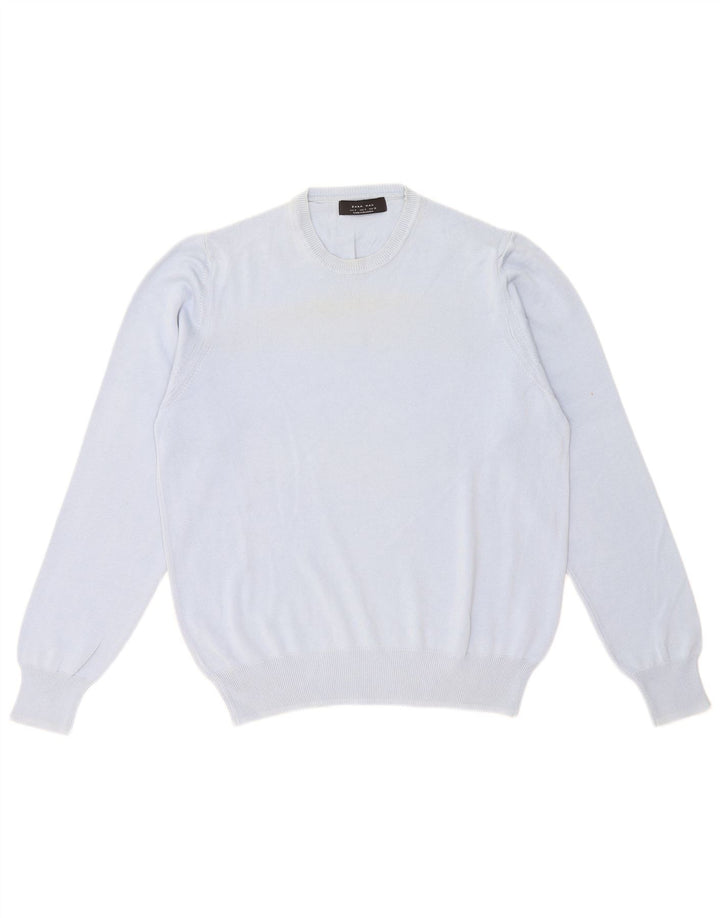 Zara Pull Col Rond Homme Bleu Moyen Coton
