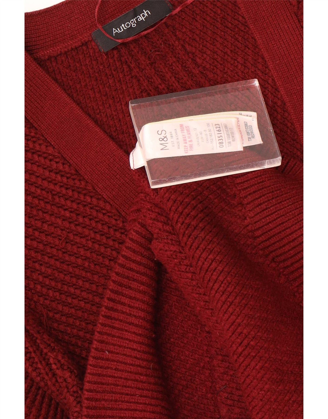 Marks & Spencer Pull cardigan autographe pour femme UK 12 Viscose rouge moyen