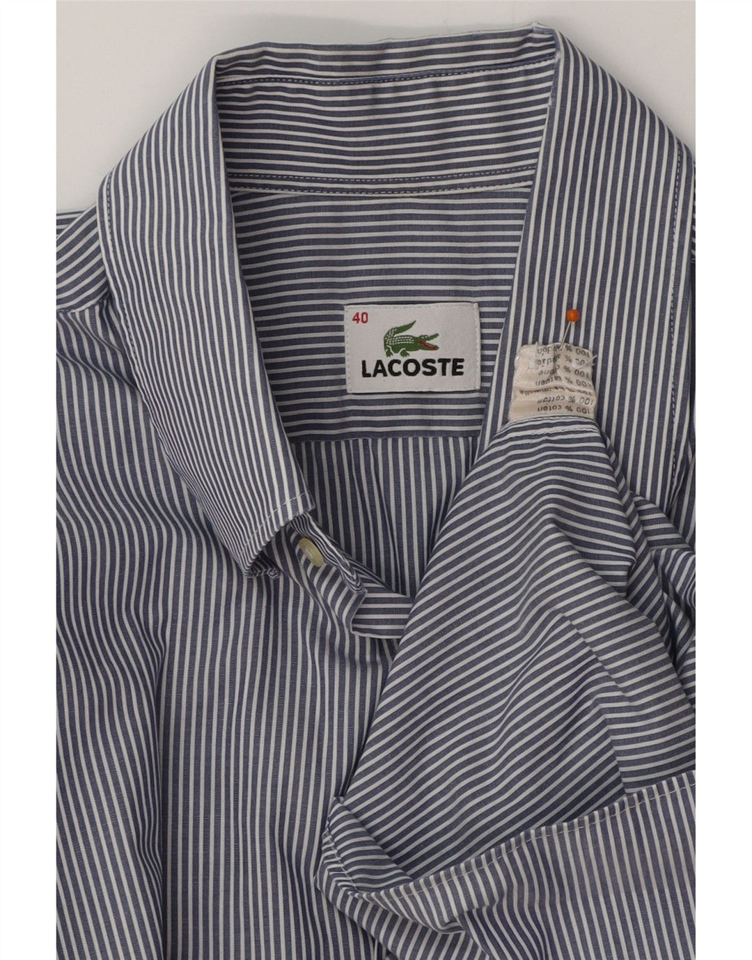 LACOSTE Chemise homme Taille 40 Coton à fines rayures bleu moyen