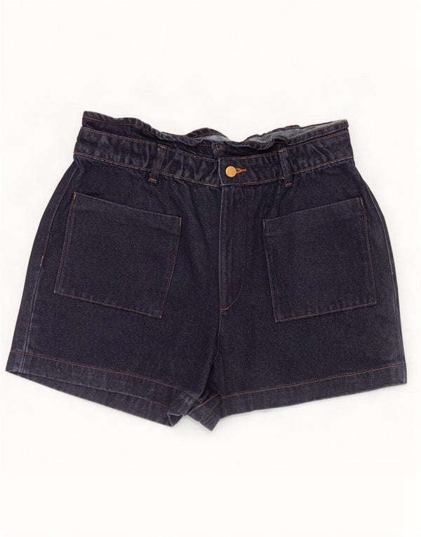 Zara Short en jean taille haute pour femme EU 42 Large W32 Bleu marine