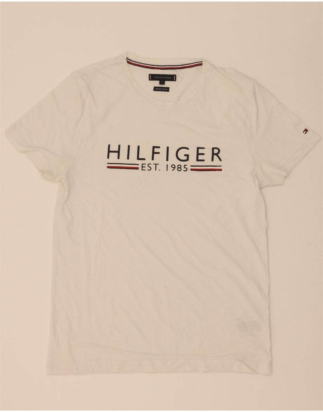 Tommy Hilfiger T-Shirt Graphique Homme Blanc Moyen Coton