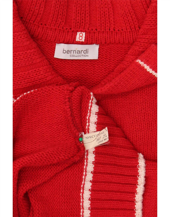 Bernardi Womens Graphic Full Zip Cardigan Pull US 8 Coton Rouge Moyen