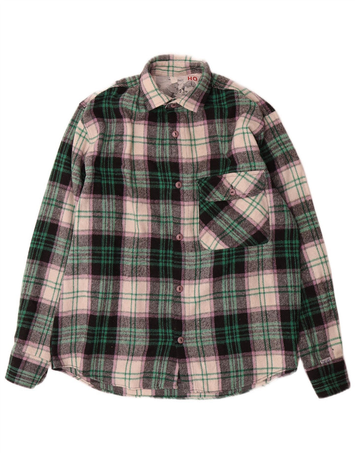 vintage Chemise en flanelle pour hommes Laine à carreaux multicolore moyen