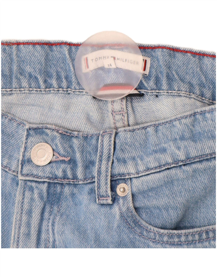 TOMMY HILFIGER Jean large délavé à l'acide pour fille 13-14 ans W26 L27 Bleu