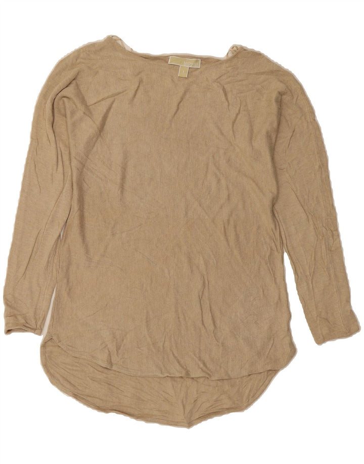 MICHAEL KORS Womens Top Long Sleeve UK 10 Small Beige Cotton Vintage Michael Kors and Second-Hand Michael Kors from Messina Hembry 