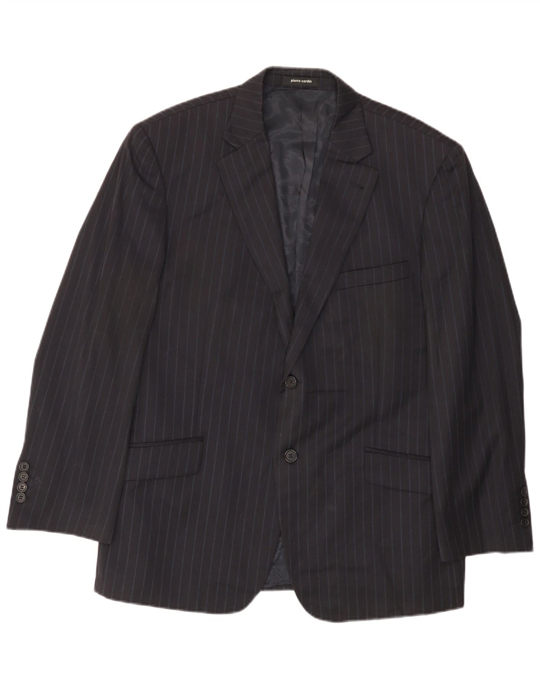 Pierre Cardin Veste blazer à 2 boutons pour homme UK 44 2XL Bleu marine à fines rayures