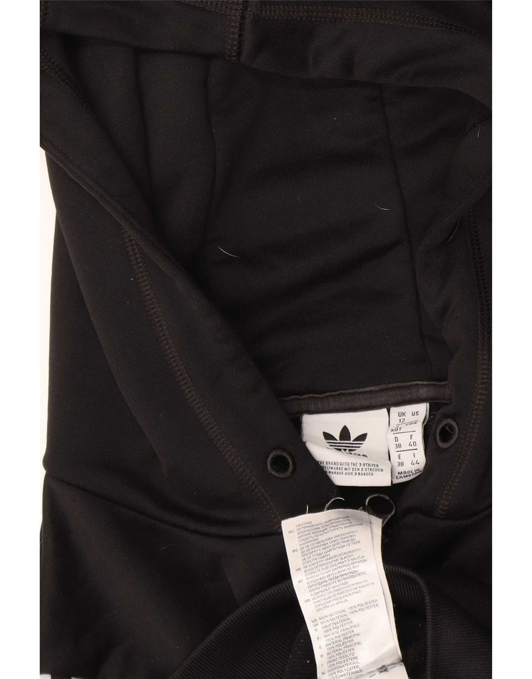 Adidas Pull à capuche zippé graphique pour femme UK 12 Polyester noir moyen