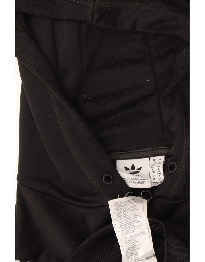 Adidas Pull à capuche zippé graphique pour femme UK 12 Polyester noir moyen