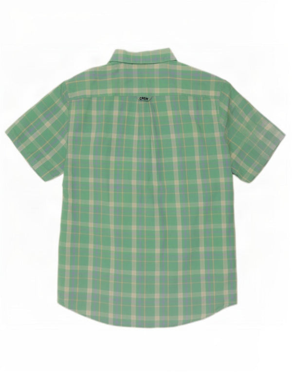 Crew Clothing Chemise ajustée à manches courtes pour homme en coton à carreaux verts