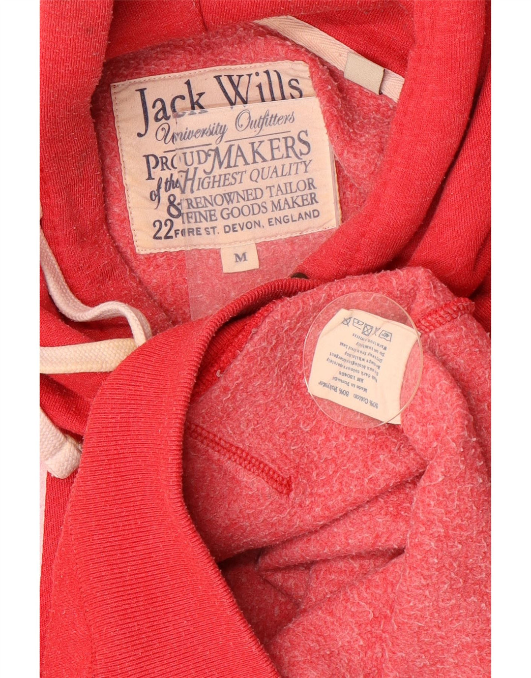 JACK WILLS Pull à Capuche Graphique Homme Rouge Moyen Coton