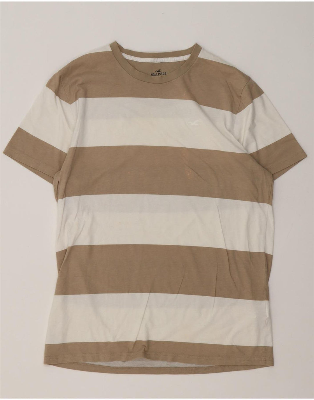 Hollister T-Shirt Homme Marron Moyen Rayé Coton