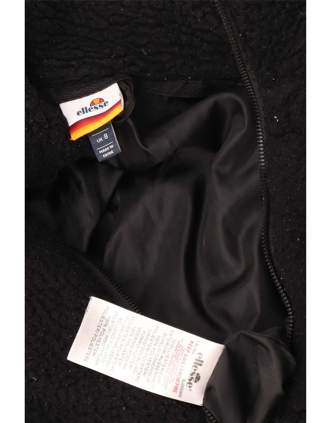Ellesse Veste polaire surdimensionnée pour femme UK 8 Small Noir Polyester