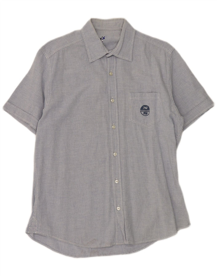 NORTH SAILS Mens Short Sleeve Shirt Large Blue Check