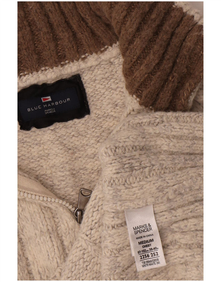 Marks & Spencer Pull Bleu Harbor Zip Neck Homme Beige Moyen