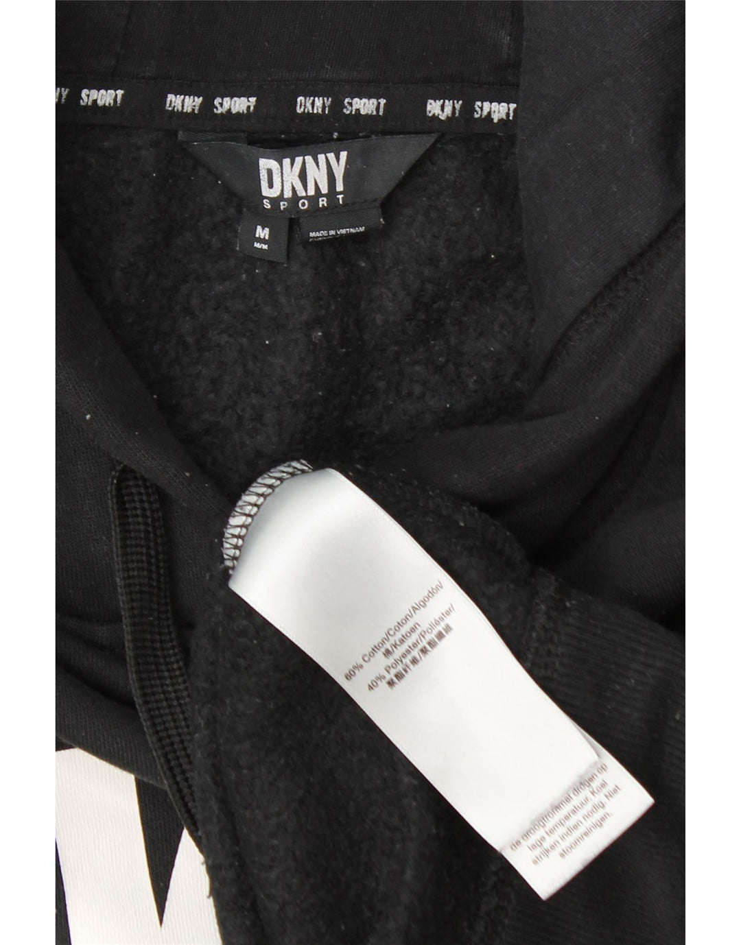 Dkny Pull à capuche surdimensionné pour femme UK 14 en coton noir moyen