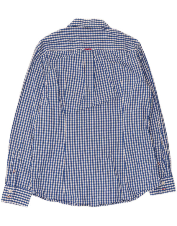 Crew Clothing Chemise classique pour homme en coton vichy bleu Taille L