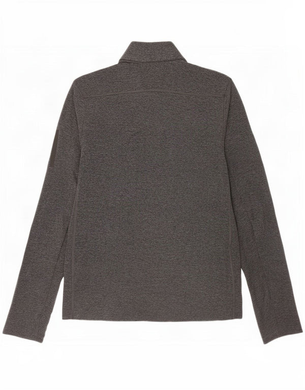 Adidas Hommes Aeroready Zip Neck Top Manches Longues Petit Gris Moucheté Polyester