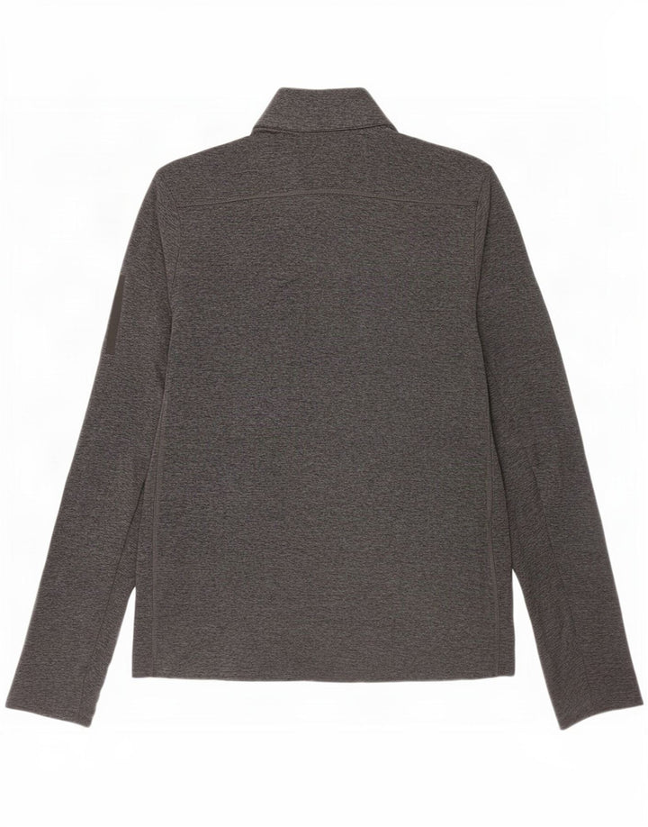 Adidas Hommes Aeroready Zip Neck Top Manches Longues Petit Gris Moucheté Polyester