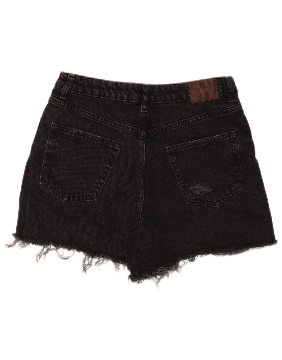 ZARA Short en jean vieilli pour femme EU 38 Small W28 Noir