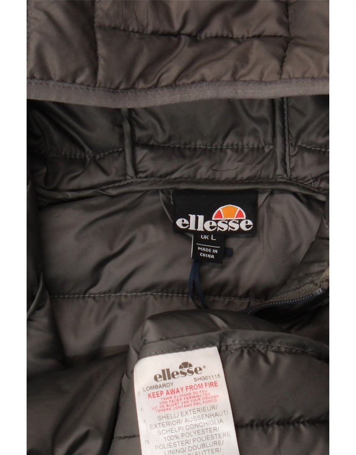 Ellesse Veste matelassée à capuche pour homme UK 40 Large Gris Polyester