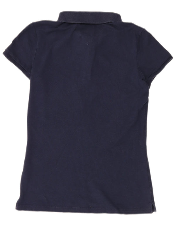TOMMY HILFIGER Polo Femme UK 14 Large Bleu Marine Coton