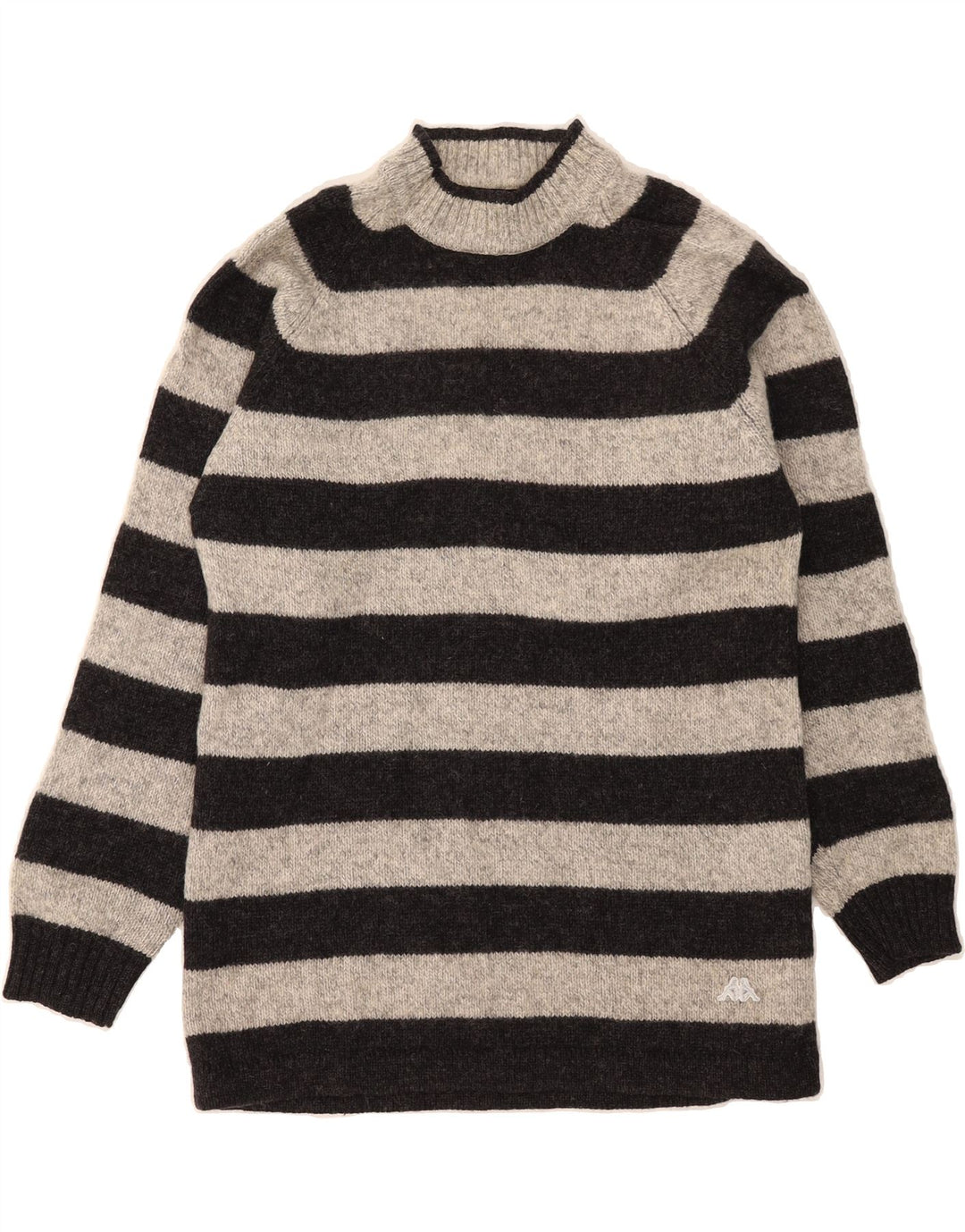 KAPPA Womens Turtle Neck Jumper Sweater UK 10 Small Black Striped Vintage Kappa and Second-Hand Kappa from Messina Hembry 