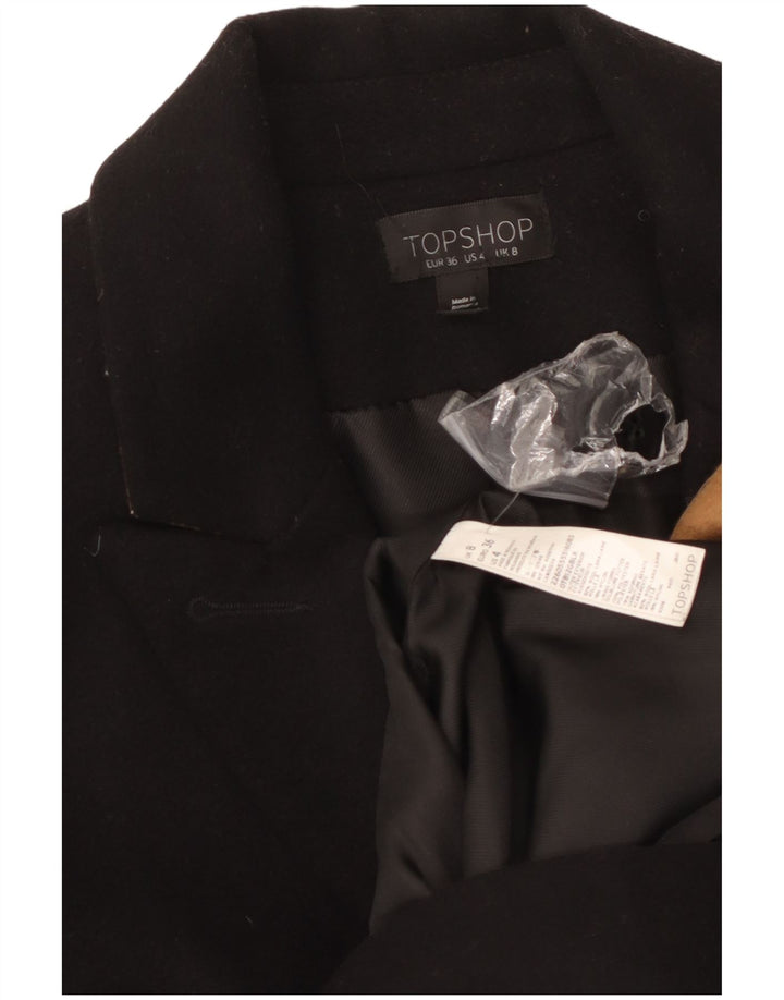 Topshop Manteau Femme UK 8 Petite Laine Noire