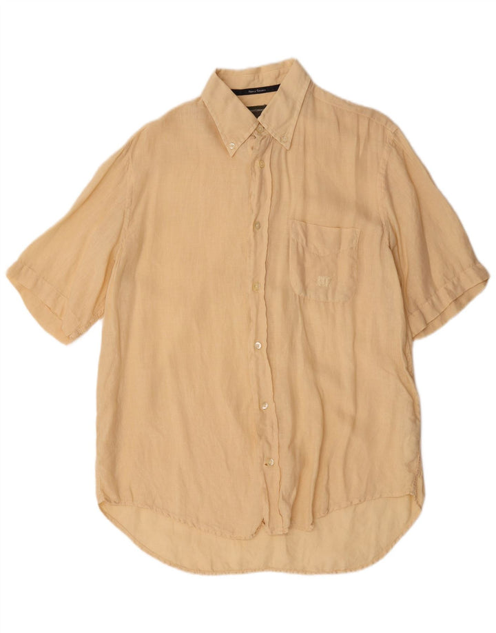 Henry Cottons Chemise à manches courtes pour homme Taille 41 Lin beige moyen