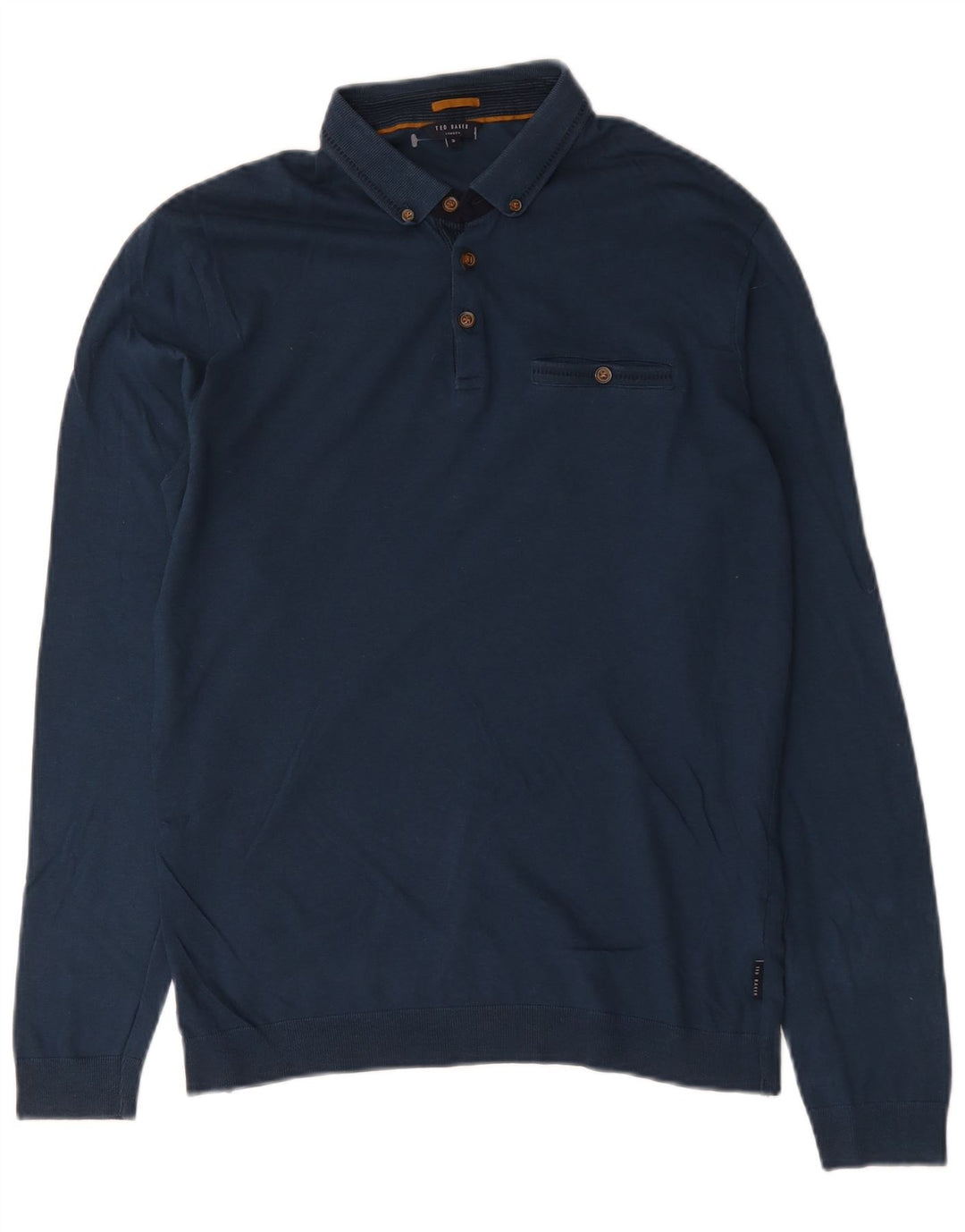 Ted Baker Polo à manches longues pour homme Taille 3 Bleu marine moyen Coton