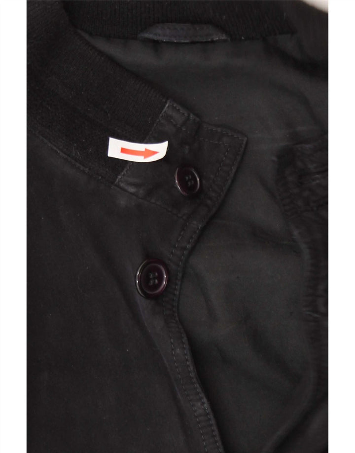 vintage Mens Suede Bomber Jacket UK 38 Moyen Noir