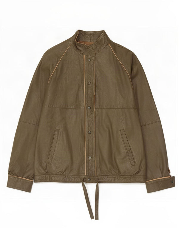 veste en cuir femme vintage EU 44 XL Kaki