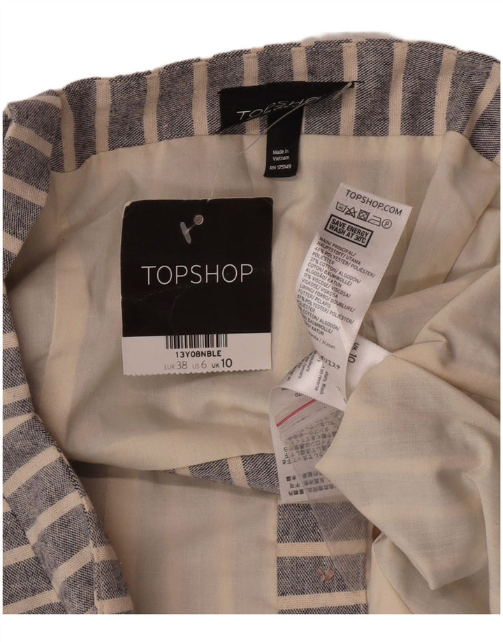Topshop Femme Crop Top UK 10 Petit Bleu Rayé Polyester