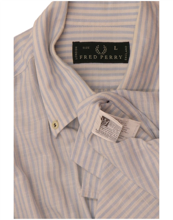Fred Perry Chemise homme grand coton à fines rayures bleues