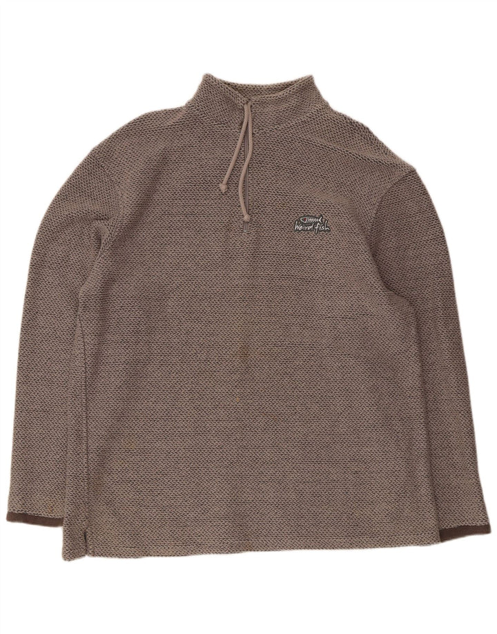 WEIRD FISH Sweat-shirt col zippé pour homme XL en coton gris