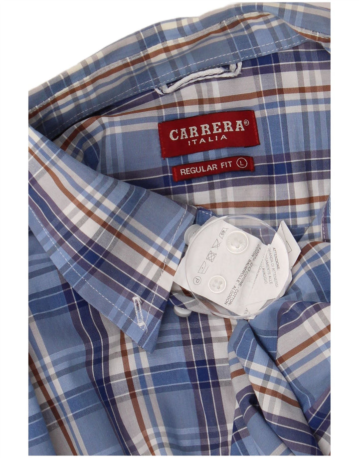 Carrera Chemise Regular Fit Grand Carreau Bleu Coton
