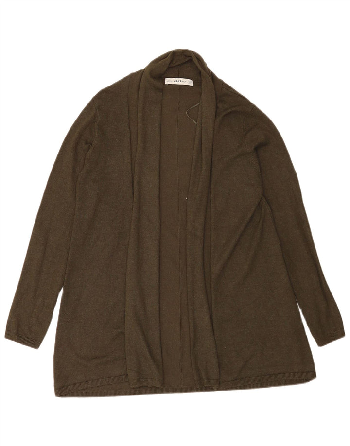 Zara Cardigan ouvert pour femme UK 12 Viscose kaki moyen