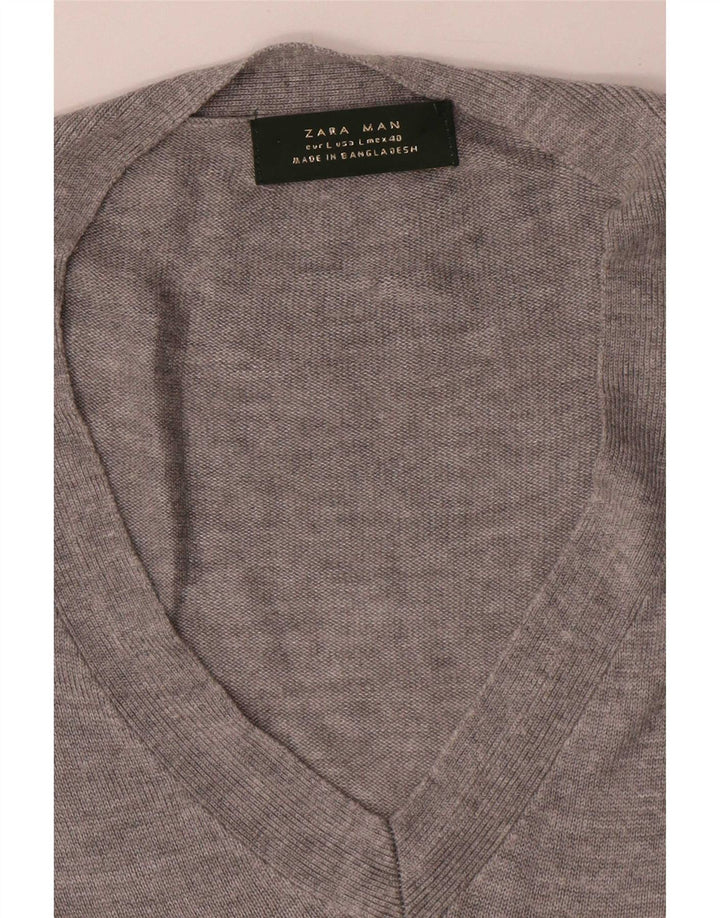 Zara T-Shirt Homme Top Large Gris Moucheté