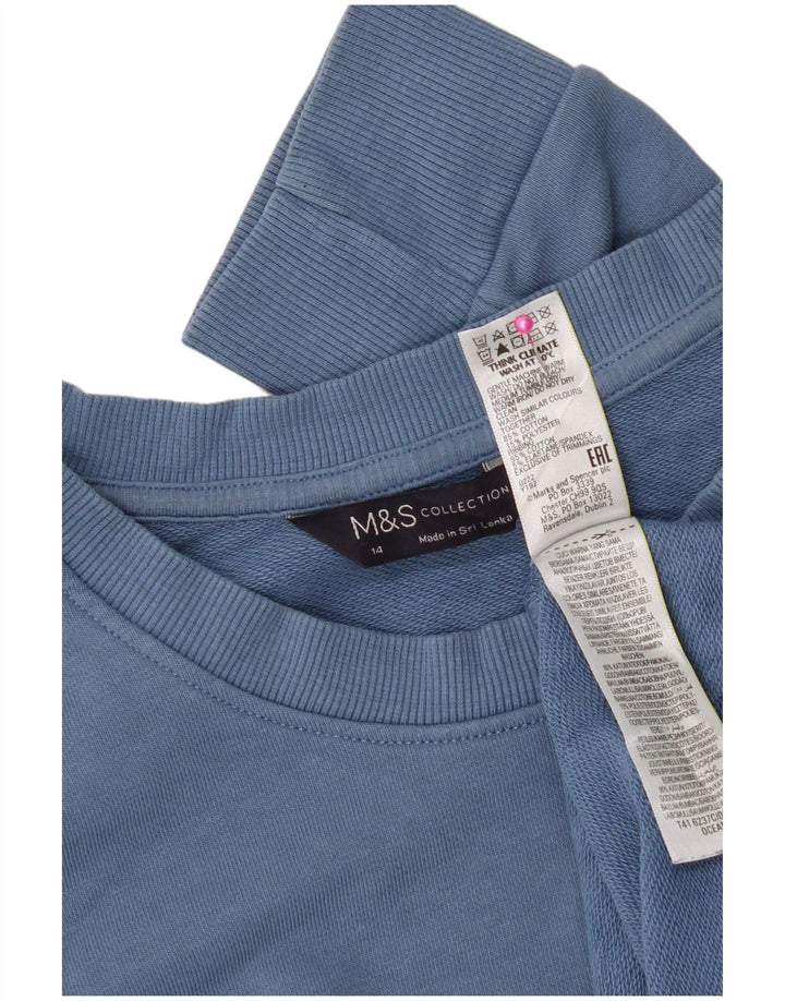 Marks & Spencer Sweat-shirt pour femme UK 14 Bleu moyen Coton