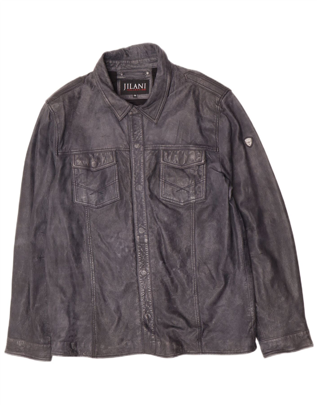 Jilani Veste en Cuir Homme IT 56 3XL Cuir Bleu Marine